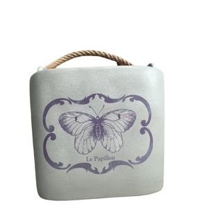 Teleflora Gift Ceramic Basket Thick Rope Handle Le Papillon Purple Butterfly Pre